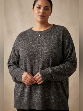 2/25$ George Heathered Charcoal Gray Drop-Shoulder Sweater, Plus Size XXL
